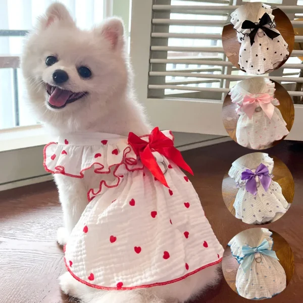 Cotton Heart Print Pet Dress