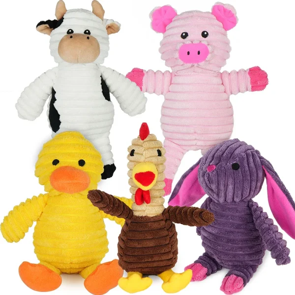 5-Pack Plush Squeaky Dog Toys