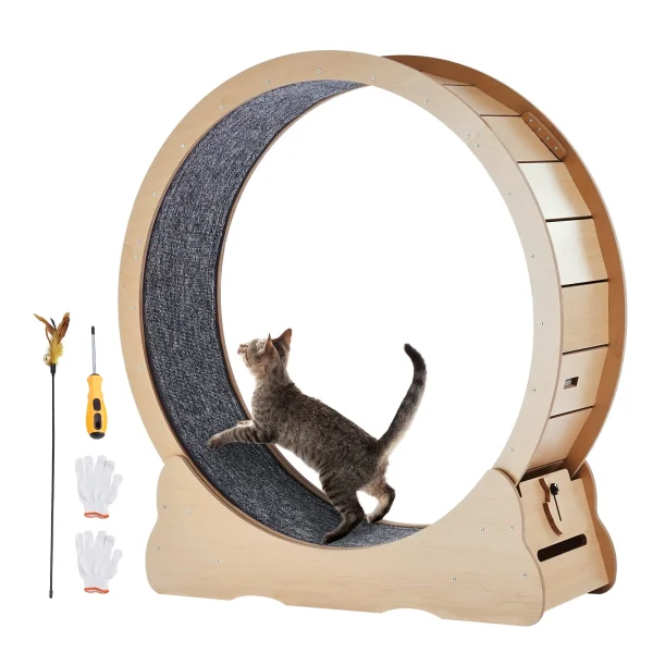 Wooden Cat Exercise Running Wheel