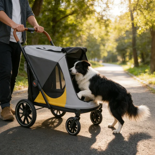 One-Click Folding Large Dog Stroller